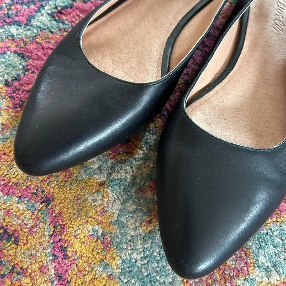 Madewell | Women’s black leather Margot slingback classic pointed toe flats sz 8 - Picture 11 of 16
